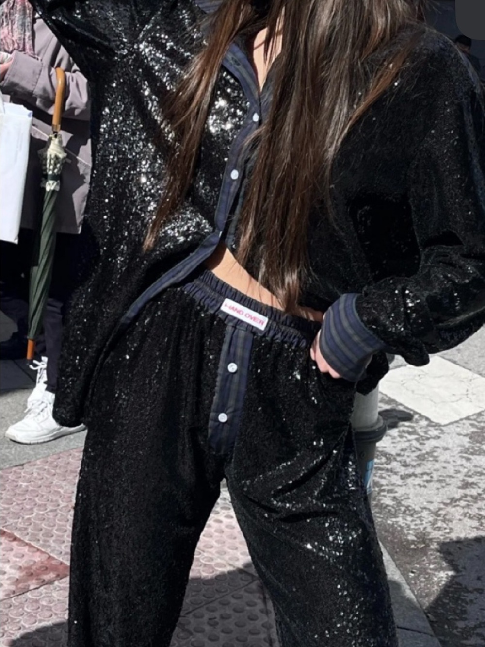 NWT Hand Over Black Sequin Pants